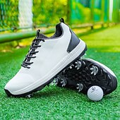 cheap Men&#039;s Golf Shoes-Men&#039;s Black and White Golf Shoes with Spiked Sole, Breathable Upper, and Lightweight Design for Comfort and Support on the Golf Course