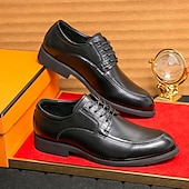 economico Formale-scarpe eleganti da uomo in similpelle marrone con lacci e dettagli intrecciati, stile classico formale, comode per matrimoni ed eventi aziendali