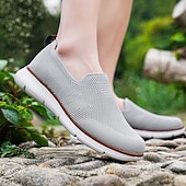 billige Sneakers til herrer-slip-on strikkede joggesko for menn, pustende mesh-overdel med komfortabel passform, uformelle lette sko for hverdags- og utendørsaktiviteter