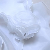 abordables Boléros de Mariage-châle de mariage blanc élégant fleur multicouche tulle châle enveloppe de mariage mousseline de soie de mariée, 90 cm