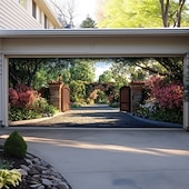 Недорогие Гаражные и дверные баннеры-Ландшафтные декорации для садов Декорации для дверей Наружное покрытие для гаражных дверей Наружный баннер Крупный задник для праздника Наружная гаражная дверь Декорации для домашней стены