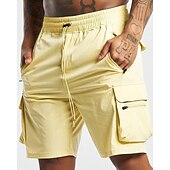 baratos Clássico-Homens Bermuda Cargo Calção Com Cordão Cintura elástica Bolso Com Zíper Tecido Secagem Rápida Vestível Curto Ao ar livre Diário Acampar e Caminhar Moda Clássico Preto Amarelo