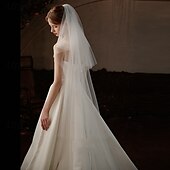 baratos Véus de Noiva-Uma Camada Contemprâneo / à moda Véus de Noiva Véu Catedral com Perola Imitação Tule