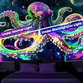 billiga Blacklight tapestries-Svartljus Tapestry Glödar i Mörkret Glöd Fest UV Reaktiv Trippy Dimmig Djur Bläckfisk Hängande Tapestry Väggkonst Mural för Vardagsrum Sovrum