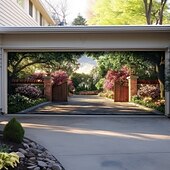 Недорогие Гаражные и дверные баннеры-Ландшафтные декорации для садов Декорации для дверей Наружное покрытие для гаражных дверей Наружный баннер Крупный задник для праздника Наружная гаражная дверь Декорации для домашней стены