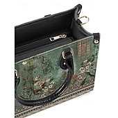 halpa Käsi- ja ostoslaukut-naisten vintage etninen toteemi kukkakuvioinen kantolaukku mustalla nahkakahvalla - elegantti brodeerattu muotoilu, täydellinen päivittäiseen käyttöön, arki- tai puolimuodollisiin tilaisuuksiin musta sininen vihreä