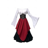 levne oblečení-Retro Středověké Sukně Tričko Ren Faire Zvonové Nahoře nabírané Viking Elfí Dámské Keltské Pirát Fantazie předvečer Všech svatých Karneval Plesová maškaráda Běžné / Denní LARP Dospělé Tričko Sukn