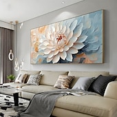 お買い得  花/植物画-手作りのオリジナル 3D インパスト テクスチャの花の油絵 キャンバスに描かれた抽象的な咲く花の壁アート 家の装飾用 枠付き/内枠なしの絵画