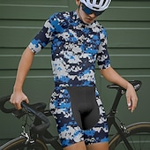 tanie Męskie koszulki-Męskie Koszulka rowerowa Kamuflaż Krótki rękaw Rower Tee Tshirt Dżersej z 3 tylnymi kieszeniami Kolarstwo górskie Szybkie wysychanie Anatomiczny kształt Odprowadzające wilgoć Oddychający Sport Ziele