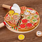 halpa Opetuslelut-lasten koulutus käytännön pizzasimulaatiolelut puinen simulaatio leikkitalo sienipizza leikattu ja leikkilelut