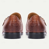 baratos Formal-Sapatos masculinos de couro marrom premium com tiras de monge e detalhes texturizados, estilo formal para casamentos, eventos empresariais e ocasiões especiais