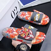 tanie Casual sandały-męskie czerwone sandały z nadrukiem smoka i trójwymiarowym wzorem smoka, swobodny styl na lato i festiwale