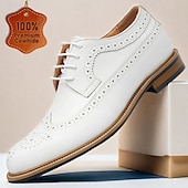 preiswerte Klassische Anzugschuhe-weiße Brogue-Schnürschuhe aus hochwertigem Rindsleder für Herren mit perforierten Details, formeller Stil für Hochzeiten und besondere Anlässe