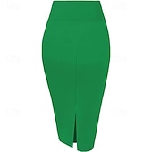 halpa Pohjat-Retro / vintage 1950-luku rockabilly Pitkä Pituus Lyijykynähame Yhtenäinen väri Naisten Naamiaiset Kausaliteetti Arki-asut Teekutsut Aikuisten Hame