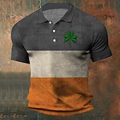 halpa Miesten printtipoolopaita-Miesten apila Vohveli poolopaidat Lyhythihainen Poolopaidat Kauluspaidat Vapaa-aika Business Casual Juhla-iltavaatteet Arkikäyttö Festivaalin asu Napit 3D-tulostus Kesä Valkoinen 1 Musta Kallion