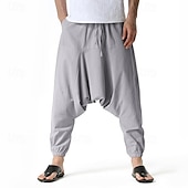 abordables Retro-Hombre Persona que practica jogging Pantalones de algodón Pantalones Pantalones de playa Pantalones Harem Bolsillo Correa Cintura elástica Plano Comodidad Transpirable Vacaciones Diario Festivos