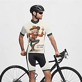 halpa Miesten vaatesarjat-Miesten Pyöräily jersey ja shortsit Lyhythihainen Maastopyöräily Maantiepyöräily Kerma Piirretty Pyörä Spandex Urheilu Piirretty Vaatetus