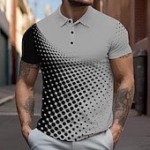 levne Pánské geometrické polo-Pánské Geometrické tvary Pólo Krátký rukáv Polo tričko Košile s límečkem Obchodní příležitostné Škola Venkovní Oblečení na atletiku Denní nošení 3D tisk Léto Bílá Nebeská modř Tmavomodrá