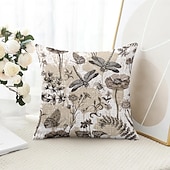 baratos estilo floral e plantas-Capa Decorativa de Almofadas de Insetos Florais 1PC Capa de Almofada Quadrada Macia para Sofá do Quarto Sala de Estar Primavera Verão