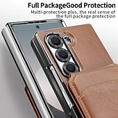 economico Cover Samsung-telefono Custodia Per Samsung Galaxy Piega a Z 6 Z Fold 5 Per retro Con supporto A calamita Supporta la ricarica wireless Retrò pelle sintetica