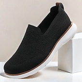billige Sneakers til herrer-slip-on strikkede joggesko for menn, pustende mesh-overdel med komfortabel passform, uformelle lette sko for hverdags- og utendørsaktiviteter