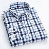 economico Camicie Button Down da uomo-Per uomo Camicia Camicie Camicia con bottoni Banda Matrimonio Feste Blu chiaro Blu reale Blu Marrone Manica lunga Bavero Primavera Autunno Abbigliamento