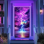 levne Kryty dveří-Černé světlo dekorace na dveře kryty na dveře svítící ve tmě krajina blesk dveřní gobelín závěsové dekorace pozadí interiér/exteriér dveřní banner pro přední dveře venkovský dům