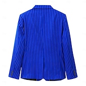 abordables Blazers Clásicos para Hombres-Hombre chaqueta Negocio Fiesta de Cóctel Fiesta de Boda Moda Casual Primavera &amp; Otoño Poliéster Rayas Botón Bolsillo Cómodo Botonadura Simple Chaqueta de sport Negro Blanco Amarillo Azul Piscina