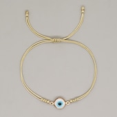 abordables Suministros para la fiesta-1 pulsera de cuerda con cuentas en forma de ojo de diablo, colorida pulsera de amistad con cuerda de mano, joyería ajustable