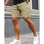 ieftine În aer liber-Bărbați Pantaloni Scurți Cargo Pantaloni Scurți Pantaloni scurți de vară Cordon Talie elastică Multi Buzunare Simplu Confort Purtabil Scurt În aer liber sportiv Zilnic Modă Casual Negru Kaki