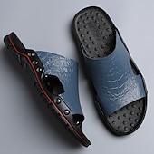 preiswerte Lässige Sandalen-lässige braune Slide-Sandalen für Herren mit Krokoprägung und strapazierfähiger Gummisohle – bequeme Outdoor-Schuhe für Sommer, Strand und Alltag