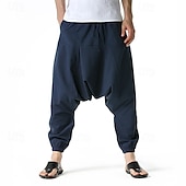 abordables Retro-Hombre Persona que practica jogging Pantalones de algodón Pantalones Pantalones de playa Pantalones Harem Bolsillo Correa Cintura elástica Plano Comodidad Transpirable Vacaciones Diario Festivos