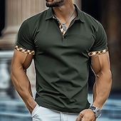 abordables Polo classique pour homme-Homme Graphique Polo Manche Courte Polos Chemises à Col Vêtement décontracté de travaile École Extérieur Tenue quotidienne Vêtements de maison Impression 3D Été Vert foncé Bleu de minuit Gris
