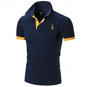 economico Polo classica da uomo-Per uomo Polo Camicia da golf Golf Informale Sport Classico Manica corta Essenziale Color Block Cervo Pulsante frontale Estate Primavera Standard Marrone Scuro Grigio scuro Nero Bianco Giallo Borgogna