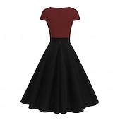 ieftine Rochii-Elegant 1950 Rochie de epoca Lungime Genunchi Rochii Rochie A-Line Rochie de ceai Linia -A Pentru femei Crăciun Carnaval An Nou Venire Acasă Casul / Zilnic Petrecerea Burlăcițelor Adulți Rochii de