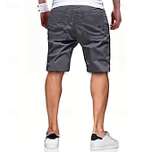 baratos Clássico-Homens Bermuda Cargo Calção Shorts de verão Com Cordão Cintura elástica Bolso multi Tecido Conforto Vestível Comprimento do joelho Ao ar livre Esporte Diário Moda Casual Preto Verde Claro