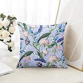 baratos estilo floral e plantas-Capa Decorativa de Almofadas Florais 1PC Capa de Almofada Quadrada Macia para Sofá do Quarto Sala de Estar