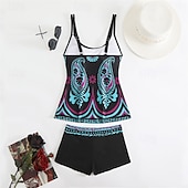 billiga One Pieces &amp; Tankinis-Dam Tankini Tvådelad baddräkt Brottarrygg Badkläder Badkläder Gul Blå Andningsfunktion Snabb tork Lättvikt Ärmlös - Simmning Surfing Strand Sommar Vår