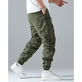 cheap Cargo Pants-Men's Cargo Pants Joggers Trousers Elastic Waist Multi Pocket Plain Wearable Daily Outdoor Casual Black Light Grey