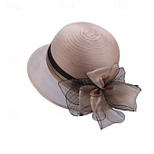 levne Party klobouky-Klobouky Organza Kbelík Čajový dýchánek Dostih koktejl Elegantní Vinobraní Roztomilý S Květiny Přílba Pokrývky Hlavy