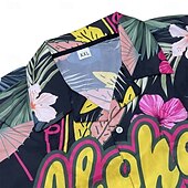 olcso Felsők-Retró 1970-es évek Ing Aloha ing Hippi Grafika Férfi Vakáció Parti Pride Parade Felnőttek Ing