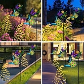 cheap Landscape Lights-Solar Watering Kettle Light with Colorful Butterfly Shepherd Hook Waterproof Solar Garden Light Wrought Iron LED Outdoor Garden Light for Courtyard Terrace Sidewalk Lawn Decoration