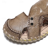 cheap Casual Sandals-Men&#039;s Brown Leather Sandals with Adjustable Strap and Stylish Stitching – Comfortable and Durable for Casual Outings, Beach and Everyday Wear