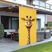 tanie Okładki drzwi-Zabawne Zwierzęta Dekoracje Drzwi Pokrycia Drzwi Giraffe Gobelin Zasłona Drzwi Dekoracja Tło Wewnątrz/Zewnątrz Baner Drzwi dla Domku Wiejskiego