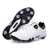 economico Scarpe da Golf da Uomo-scarpe da golf bianche da uomo con sistema di allacciatura Boa, suola chiodata, tomaia traspirante per comfort e stabilità sul campo da golf
