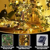 Недорогие Солнечные струнные светильники-5м-50 светодиодов наружная солнечная восходящая тигровая лоза зеленый лист медная проволока световая гирлянда двор сад свадьба фестиваль атмосфера украшение световая гирлянда