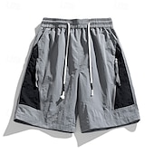 cheap Classic-Men&#039;s Cargo Shorts Shorts Bermuda shorts Casual Shorts Drawstring Zipper Pocket Straight Leg Color Block Plain Breathable Moisture Wicking Knee Length Outdoor Casual Running Fashion Streetwear Black
