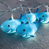 abordables Guirlandes lumineuses à piles-Guirlande lumineuse à 1,5 m avec 10 LED en forme de requin et de tortue, luminaire décoratif à piles, idéal pour la maison, la chambre à coucher, le bord de mer, les fêtes, les vacances