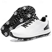cheap Men&#039;s Golf Shoes-Men&#039;s Black and White Golf Shoes with Spiked Sole, Breathable Upper, and Lightweight Design for Comfort and Support on the Golf Course