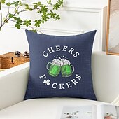 abordables Housse de coussin de vacances-Coussins décoratifs de la Saint-Patrick Housse 1PC Coussin doux carré Housse de coussin pour chambre salon canapé chaise Cheers bière irlandaise